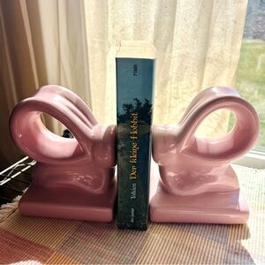 Ceramic Pink Bow Bookends